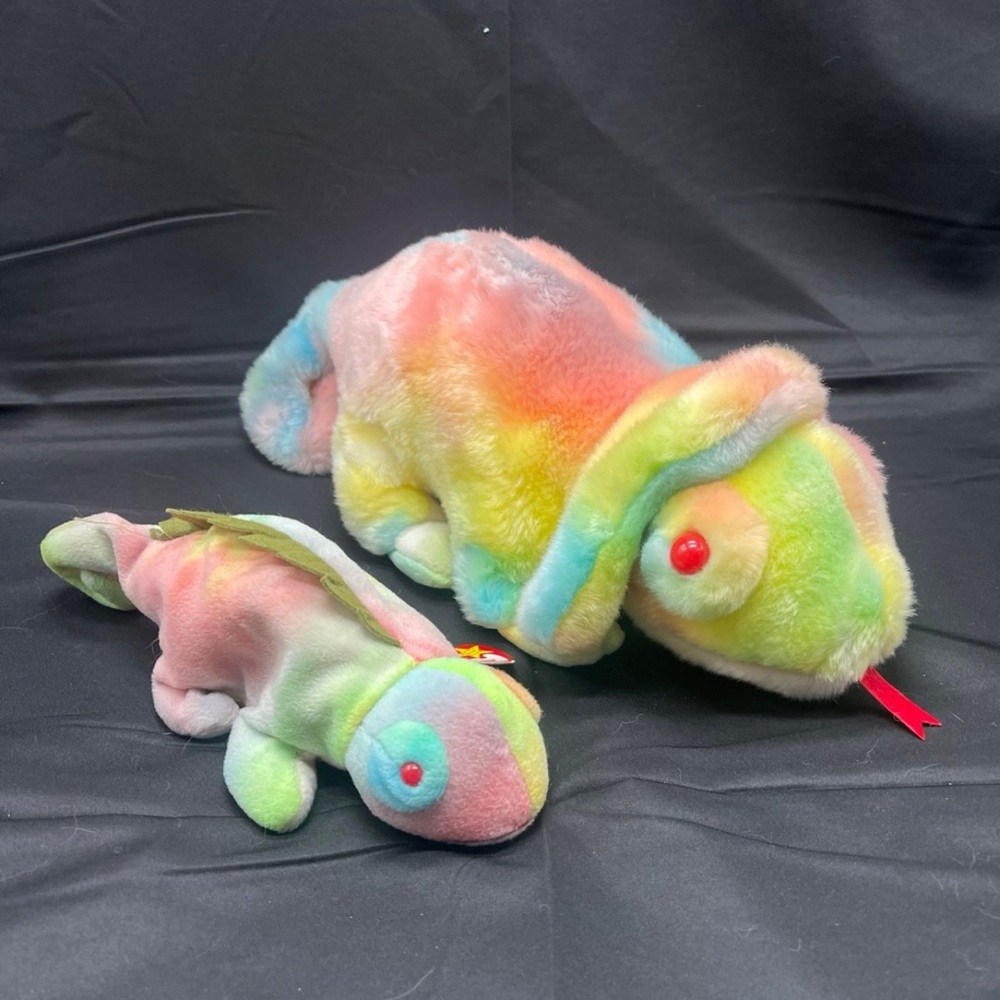 Colorful Tie-Dye Plush Chameleon Set